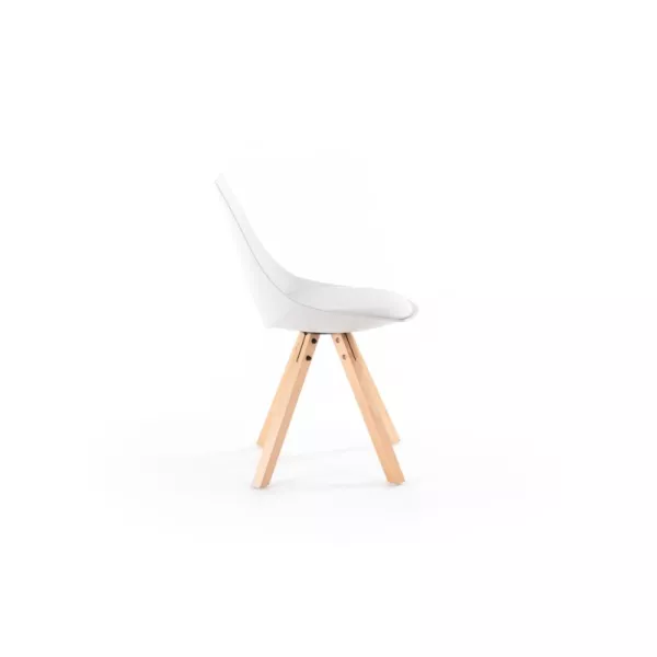 Lot de 2 chaises en polypropylène avec pieds en hêtre naturel NEVA (Blanc)