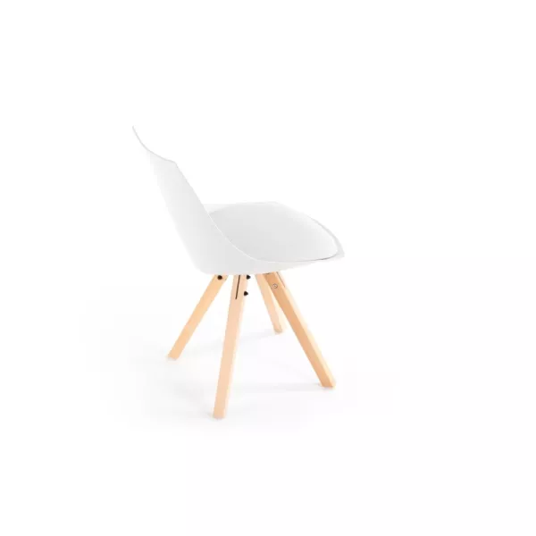 Lot de 2 chaises en polypropylène avec pieds en hêtre naturel NEVA (Blanc)