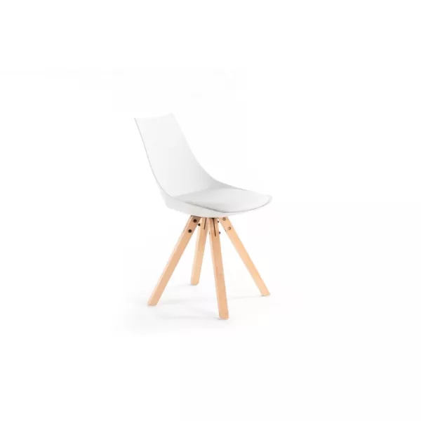 Lot de 2 chaises en polypropylène avec pieds en hêtre naturel NEVA (Blanc)