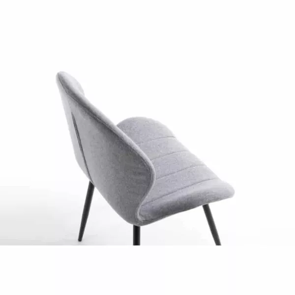 Lot de 2 chaises arrondies en tissu avec pieds en métal noir ANOUK (Gris)