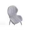 Lot de 2 chaises arrondies en tissu avec pieds en métal noir ANOUK (Gris)