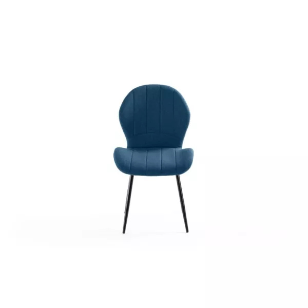 Lot de 2 chaises arrondies en tissu avec pieds en métal noir ANOUK (Bleu pétrole)