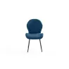 Lot de 2 chaises arrondies en tissu avec pieds en métal noir ANOUK (Bleu pétrole)