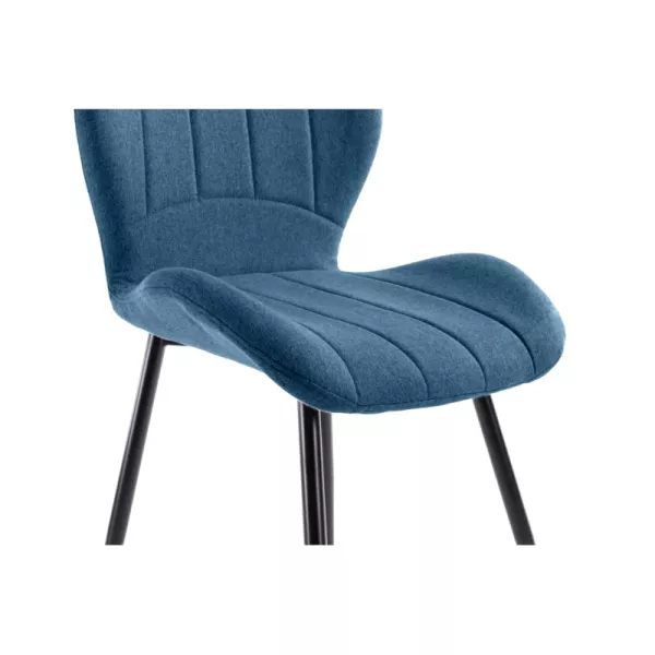 Lot de 2 chaises arrondies en tissu avec pieds en métal noir ANOUK (Bleu pétrole)