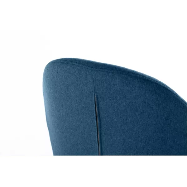 Lot de 2 chaises arrondies en tissu avec pieds en métal noir ANOUK (Bleu pétrole)