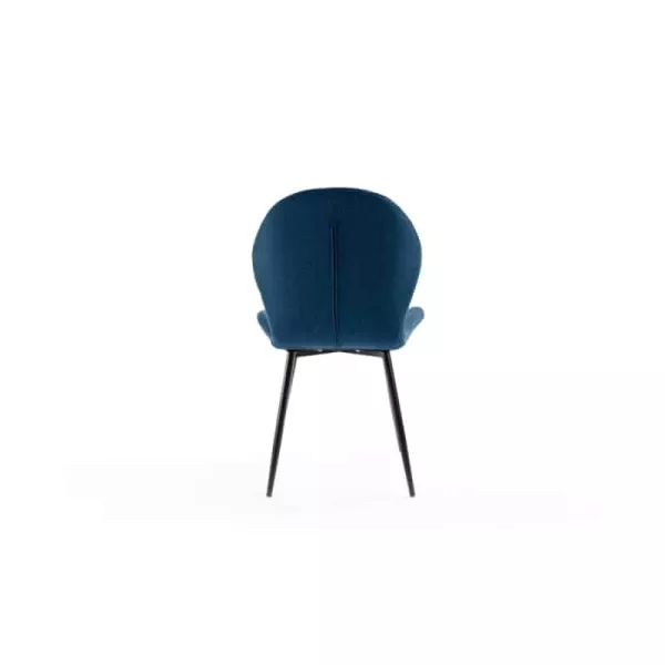 Lot de 2 chaises arrondies en tissu avec pieds en métal noir ANOUK (Bleu pétrole)