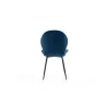 Lot de 2 chaises arrondies en tissu avec pieds en métal noir ANOUK (Bleu pétrole)