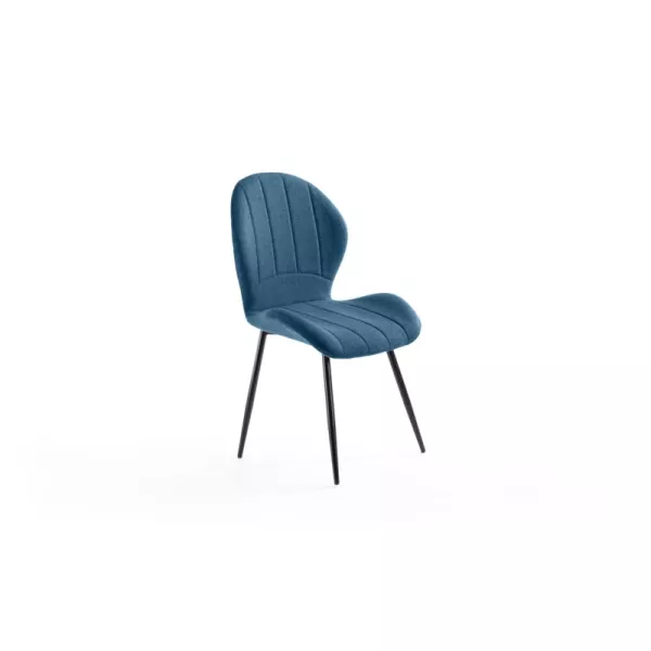 Lot de 2 chaises arrondies en tissu avec pieds en métal noir ANOUK (Bleu pétrole)