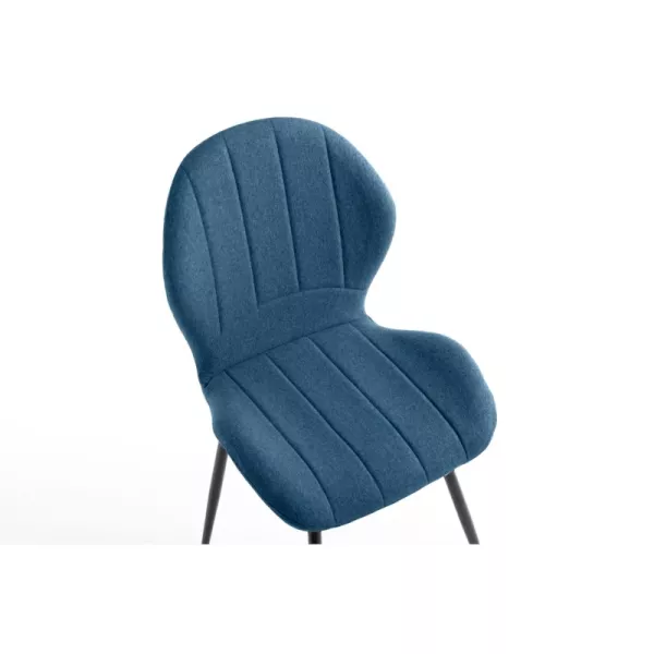 Lot de 2 chaises arrondies en tissu avec pieds en métal noir ANOUK (Bleu pétrole)