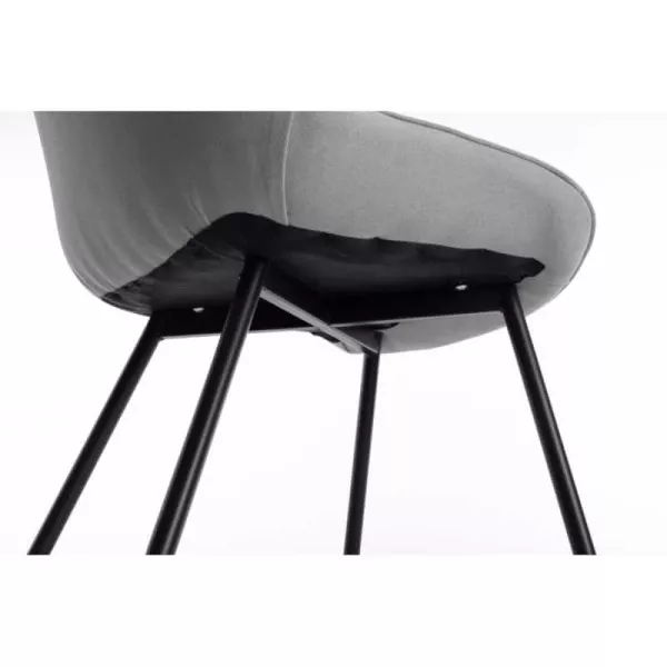 Lot de 2 chaises à rayures en tissu avec pieds en métal noir CATHIA (Gris)