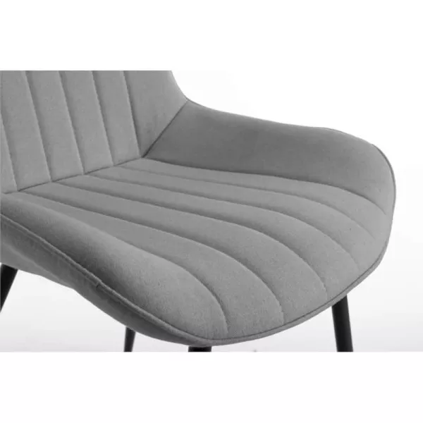 Lot de 2 chaises à rayures en tissu avec pieds en métal noir CATHIA (Gris)