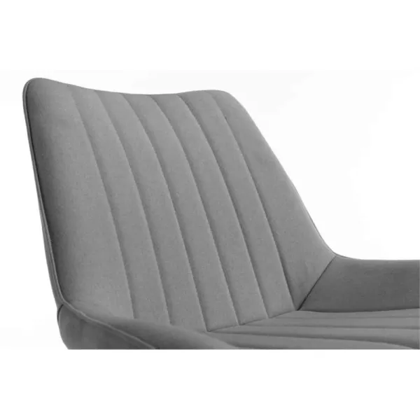 Lot de 2 chaises à rayures en tissu avec pieds en métal noir CATHIA (Gris)