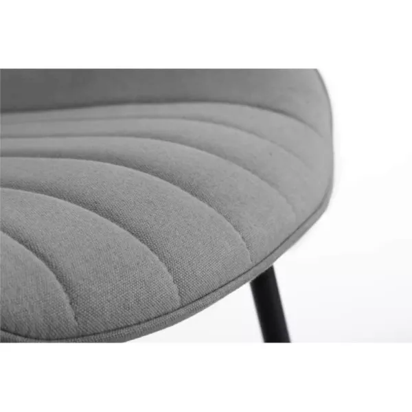 Lot de 2 chaises à rayures en tissu avec pieds en métal noir CATHIA (Gris)