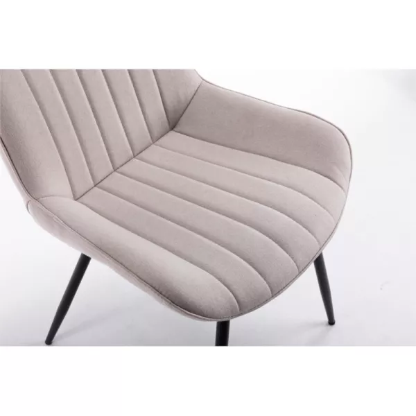 Lot de 2 chaises à rayures en tissu avec pieds en métal noir CATHIA (Beige)