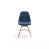 Lot de 2 chaises matelassées en tissu avec pieds en hêtre naturel MANU (Bleu pétrole)