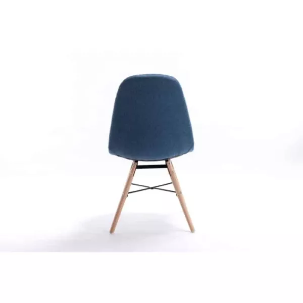 Lot de 2 chaises matelassées en tissu avec pieds en hêtre naturel MANU (Bleu pétrole)