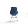 Lot de 2 chaises matelassées en tissu avec pieds en hêtre naturel MANU (Bleu pétrole)