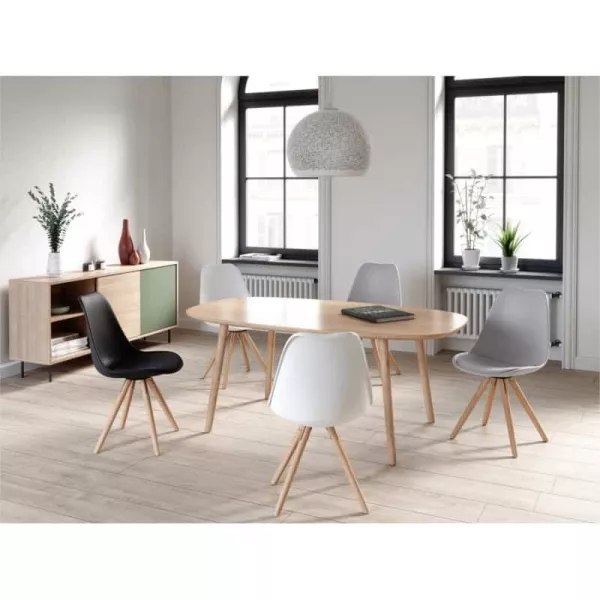 Lot de 2 chaises scandinaves pieds bois clairs SNOOP (Gris)