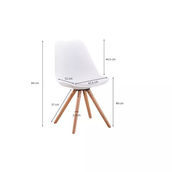  Lot de 2 chaises scandinaves pieds bois clairs SNOOP (Blanc)