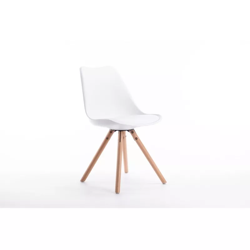  Lot de 2 chaises scandinaves pieds bois clairs SNOOP (Blanc)