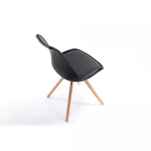 Lot de 2 chaises scandinaves pieds bois clairs SNOOP (Noir)