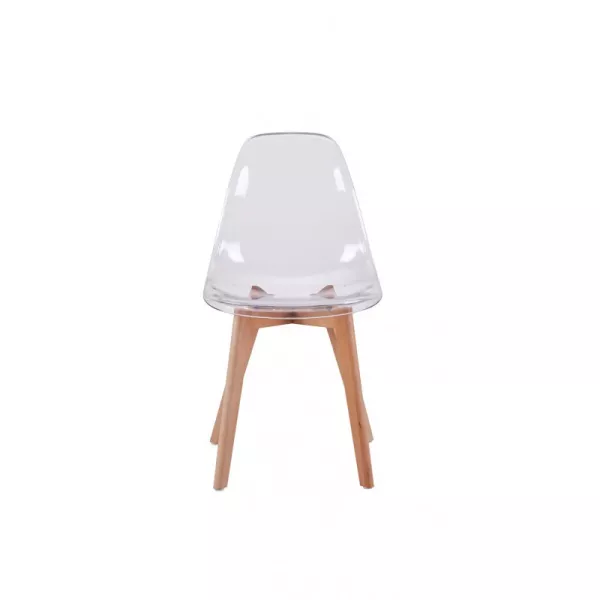 Lot de 2 chaises scandinaves pieds bois clairs SNOOP (Transparent)