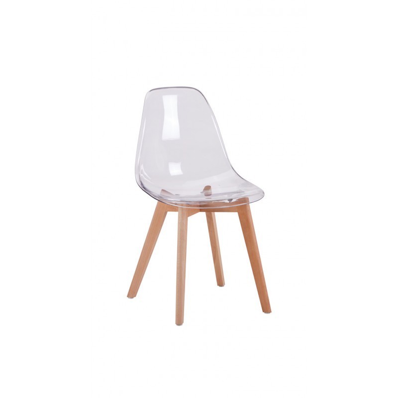 Lot de 2 chaises scandinaves pieds bois clairs SNOOP (Transparent)