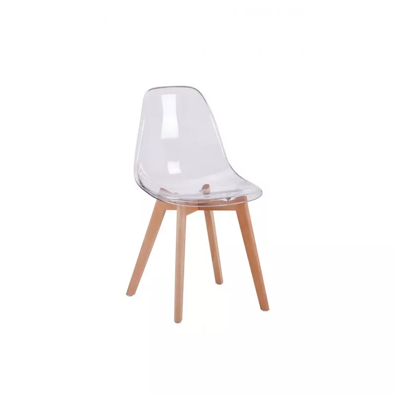 Lot de 2 chaises scandinaves pieds bois clairs SNOOP (Transparent)