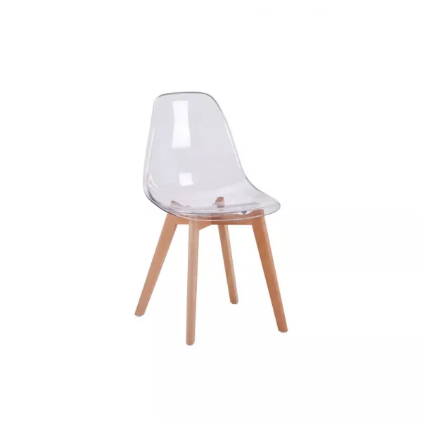 Lot de 2 chaises scandinaves pieds bois clairs SNOOP (Transparent)