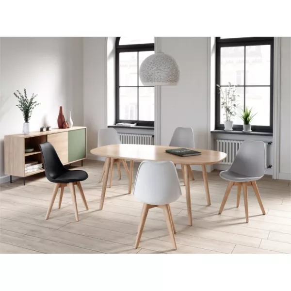 Lot de 2 chaises scandinaves pieds bois clairs- Gris SIRIUS ()