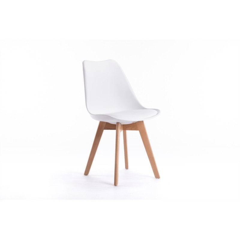 Lot de 2 chaises scandinaves pieds bois clairs SIRIUS (Blanc)