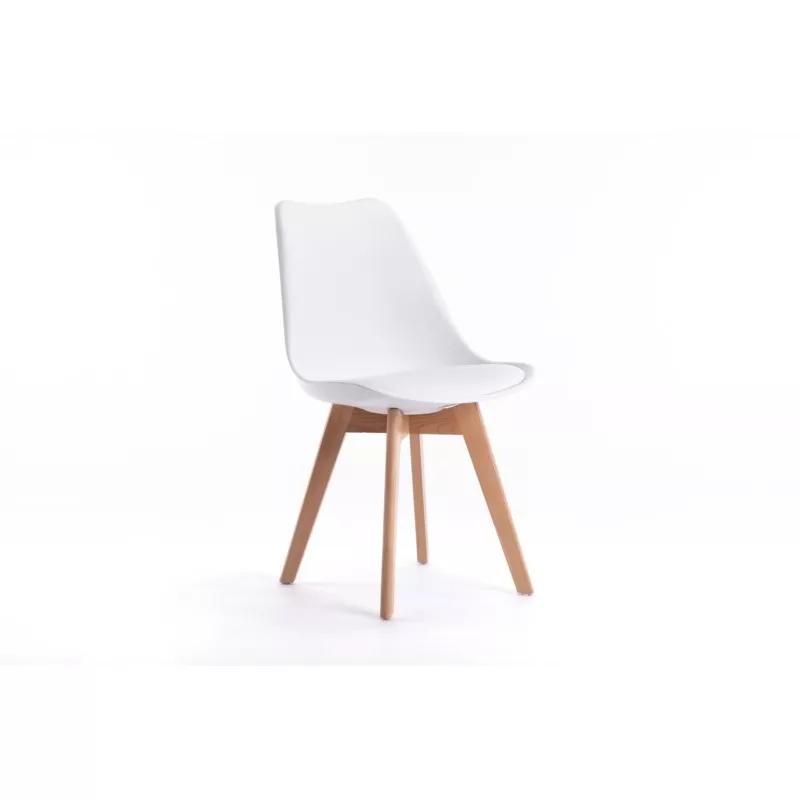 Lot de 2 chaises scandinaves pieds bois clairs SIRIUS (Blanc)