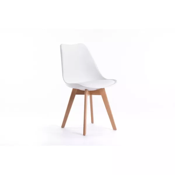 Lot de 2 chaises scandinaves pieds bois clairs SIRIUS (Blanc)