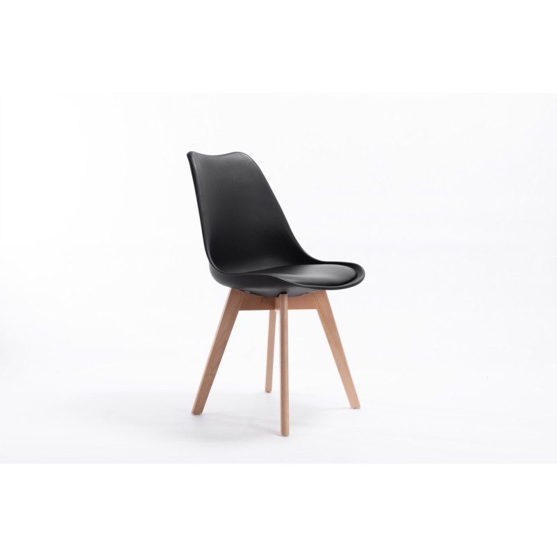 Lot de 2 chaises scandinaves pieds bois clairs SIRIUS (Noir)