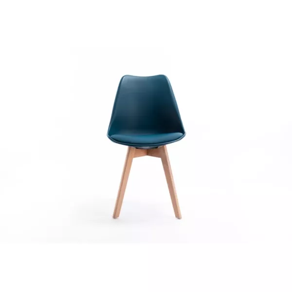 Lot de 2 chaises scandinaves pieds bois clairs SIRIUS (Bleu pétrole)