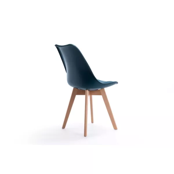 Lot de 2 chaises scandinaves pieds bois clairs SIRIUS (Bleu pétrole)