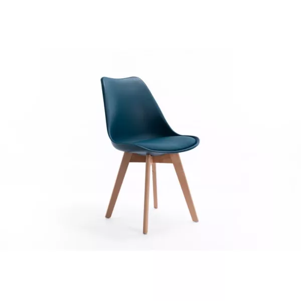 Lot de 2 chaises scandinaves pieds bois clairs SIRIUS (Bleu pétrole)