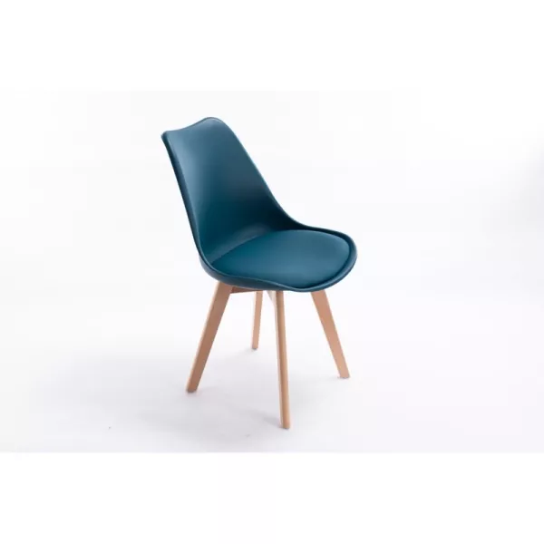 Lot de 2 chaises scandinaves pieds bois clairs SIRIUS (Bleu pétrole)