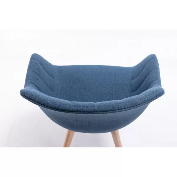 Lot de 2 chaises accoudoirs à rayures en tissu pieds hêtre naturel PAULA (Bleu pétrole)