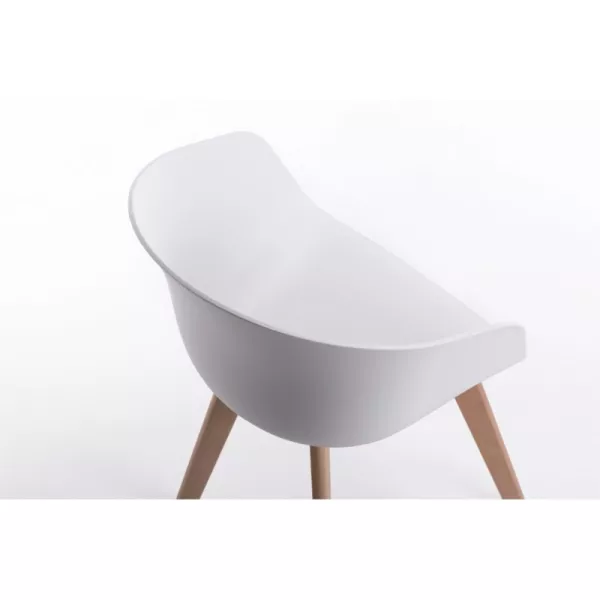 Lot de 2 chaises accoudoirs en polypropylène pieds hêtre naturel VIKKIE (Blanc)