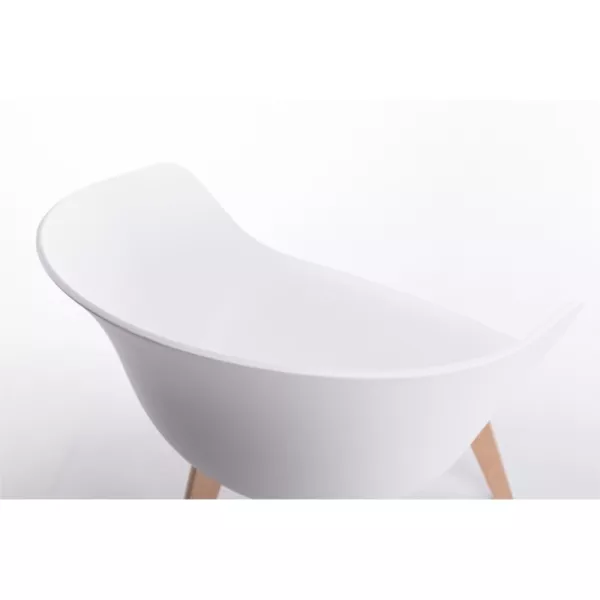 Lot de 2 chaises accoudoirs en polypropylène pieds hêtre naturel VIKKIE (Blanc)