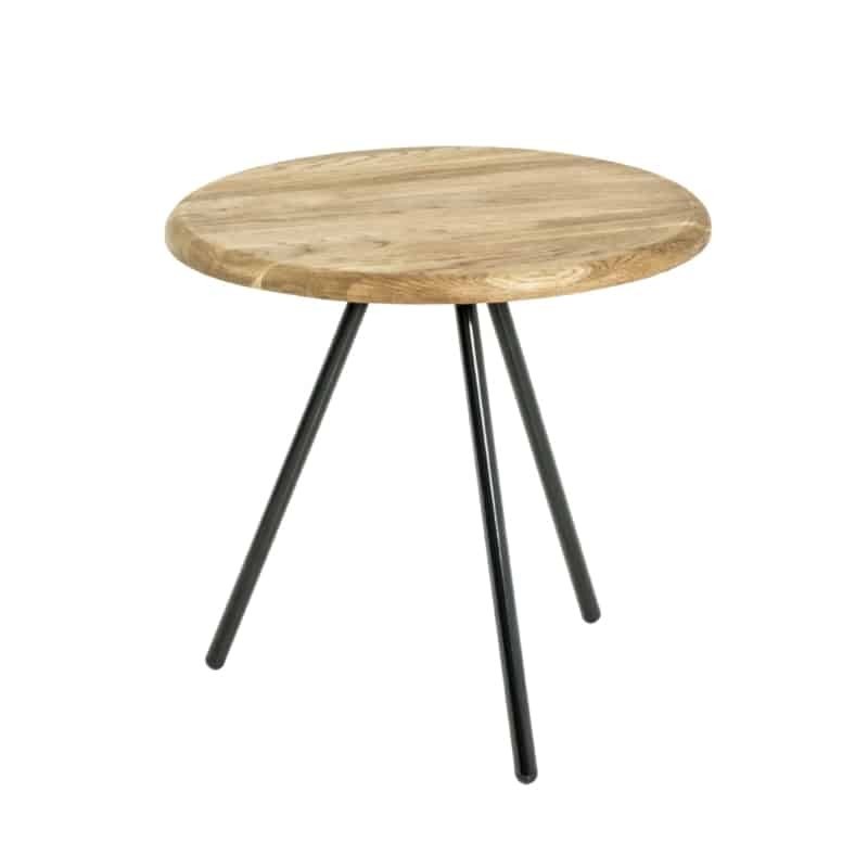 Table basse pieds métal noir et plateau chêne massif 50 cm BASTID (Naturel)