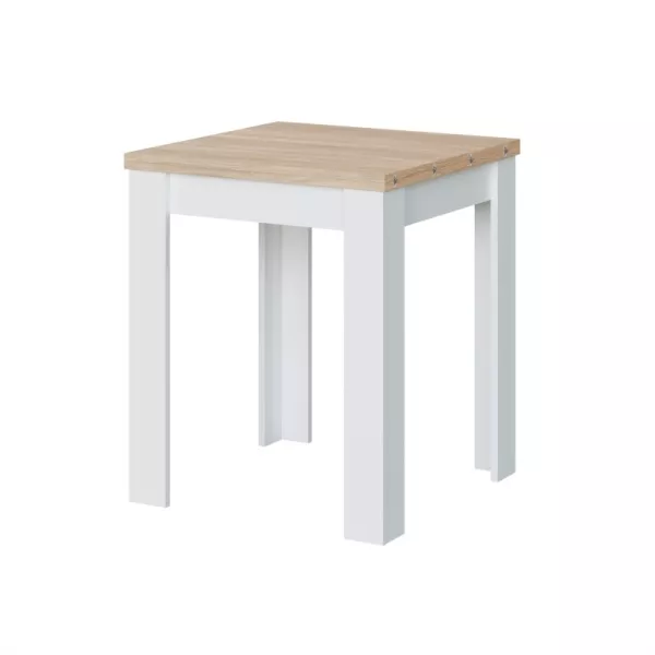 Table auxiliaire extensible L67-134xP67cm VESON (Blanc, Chêne)