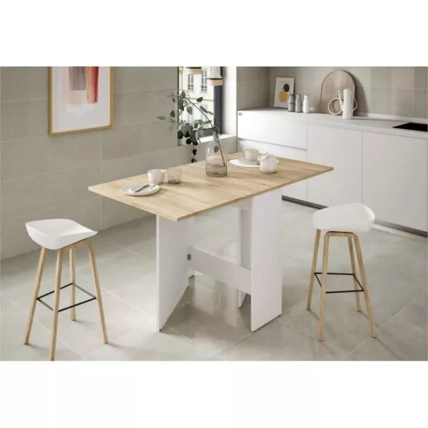 Table auxiliaire extensible L31-140xP77 cm VESON (Blanc, Chêne)