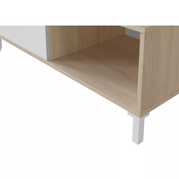 Table basse 2 niches L100 cm VESON ( Blanc, Chêne)