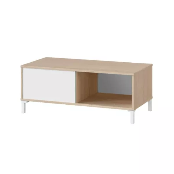 Table basse 2 niches L100 cm VESON ( Blanc, Chêne)