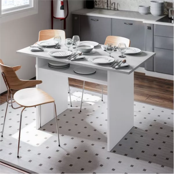 Table auxiliaire extensible L120xP35, 70 cm VESON (Blanc, béton)