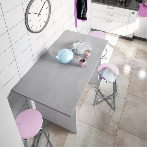 Table auxiliaire extensible L120xP35, 70 cm VESON (Blanc, béton)