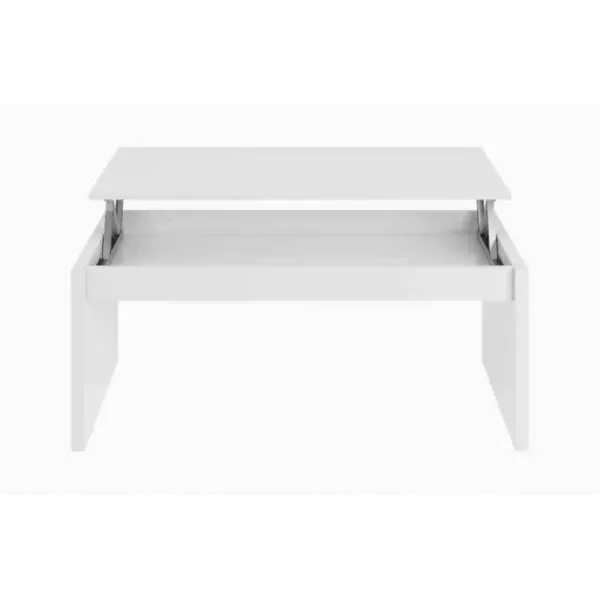 Table basse à plateau relevable L102xH43, 54 cm VESON (Blanc brillant)