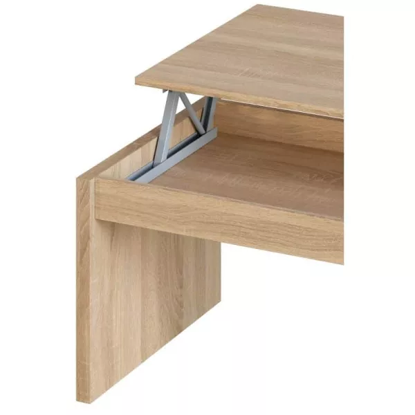 Table basse à plateau relevable L102xH43, 54 cm VESON (Chêne clair)